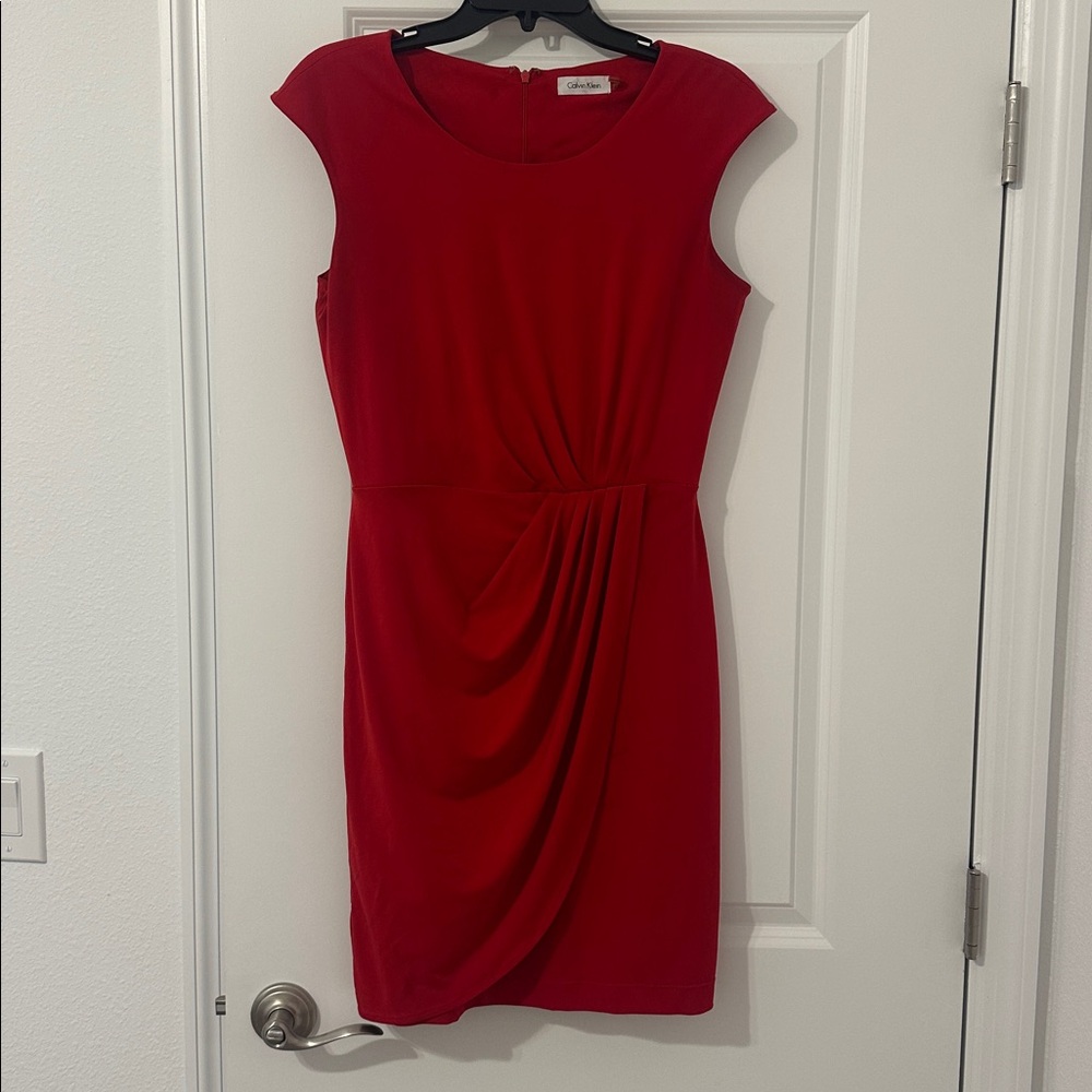 Calvin Klein Red Draped Dress